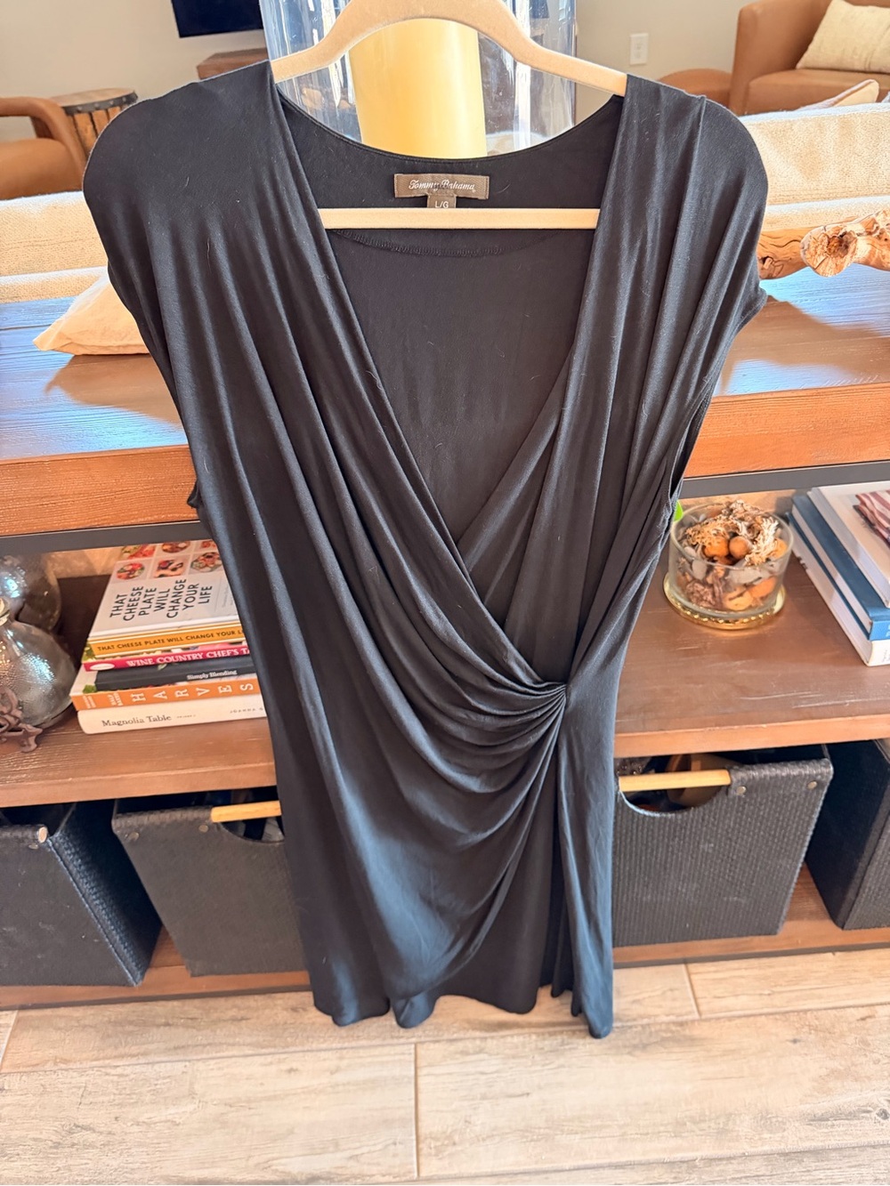 Tommy Bahama Black Draped V-Neck Women’s Top